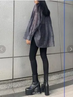 超美品！EMODA クロスエアリーシャツ グレー