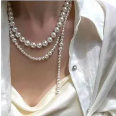 3WAY ホワイトパール ネックレス結婚式　お祝い　クリスマス　卒業式