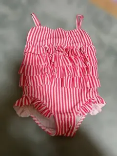 ストライプ　フリル　ワンピース水着　120 キッズ