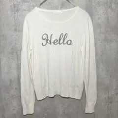 ✨良品✨ ペイトンプレイス M ニット セーター 白 ロゴ レーヨン アンゴラ混