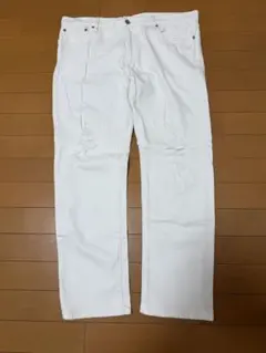 ホワイトデニム ダメージススリムパンツ
