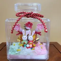 ひな祭りリースおひなさま置き型桃の節句フラワーリース雛人形No494