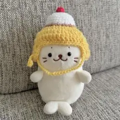プリンパフェ風帽子　10センチぬいぐるみ　しろたん　ハンドメイド