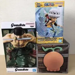 ワンピース3点/ロロノアゾロフィギュア&ワーコレトラファルガーロー&ヨミヨミの実