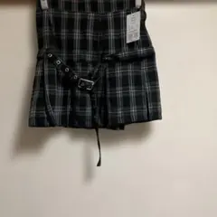ブラック チェック プリーツスカート Lサイズ