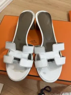 HERMES Hサンダル ホワイト ヒール　オアジス　オラン36のサムネイル