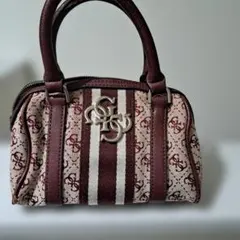 。*様 【GUESS】ストライプデザイン ハンドバッグ /バーガンディのサムネイル