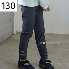 新品 130 anyFAM 裾リボン 無地レギンス ネイビー