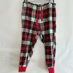 【好配色】オールドネイビー チェック柄 ネルパンツ パジャマパンツ 赤 L 古着