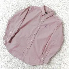 ポロバイラルフローレン 長袖ストライプシャツ レッド コットン140 B2497