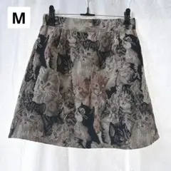 【美品】猫柄ジャガードスカート キュロット Mサイズ