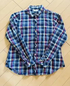 長袖　チェック　シャツ　アースミュージックエコロジー　M