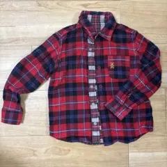 ミキハウス　110 リバーシブル　チェック柄長袖シャツ