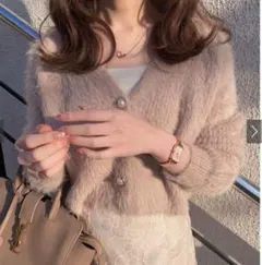 【3/20まで出品⚡️】GRLショート丈パールボタンシャギーニットカーディガン