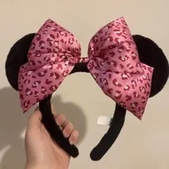 ミニー・マウス ヒョウ柄リボン カチューシャ