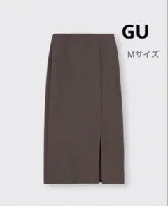 GU/ジーユー★カットソーナローミディスカート　前スリット 【M】 ブラウン