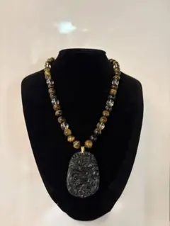 限定値下げ‼️ドラゴン彫×水晶×タイガーアイパワーストーンネックレス　数珠　個人