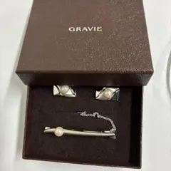 GRAVIE パール装飾 ネクタイピン カフス セットのサムネイル
