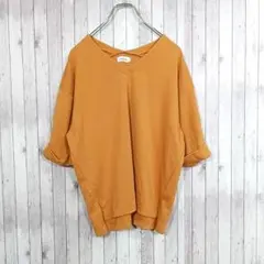 オレンジ Vネック チュニック 五分袖