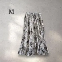 フレアスカート ロング ブラウン 花柄 【M】春 夏 秋 大人可愛い