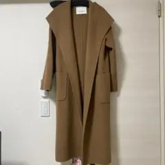 エブール リバー ノーカラー ガウンコート ロング カシミヤ混 38