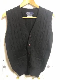 90sPolo by Ralph Lauren ブラックニットベスト Mサイズ