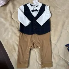 ベスト付きセレモニースーツ 80cm ネイビー・ベージュ　ブランシェス