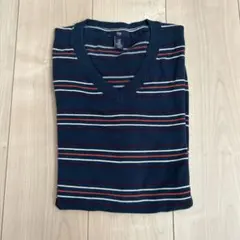 【美品】Gap Vネック ボーダー ニット セーター Mサイズのサムネイル