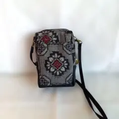 大島紬リメイクバッグ　スマホショルダー　スマホポシェット　ハンドメイド