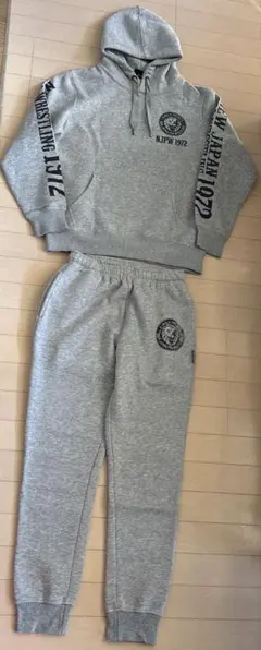 NJPW 1972 上下スウェット フード付きパーカー グレー　裏起毛