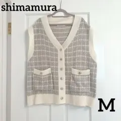【セール価格】しまむら ツイード風 ニットベスト グレー アイボリー M