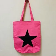 ピンク トートバッグ 黒い星 デザイン
