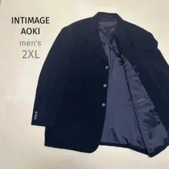 美品アオキメンズ3L黒ブラックベルベット風フォーマルテーラードジャケット