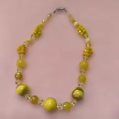 幸運を呼ぶ黄色イエロー系ビーズ ネックレス☆風水⭕厄祓い♥