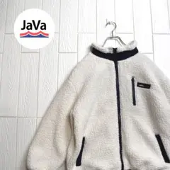 0119B Java ボアフリース ジャケット 刺繍ロゴ M ホワイト