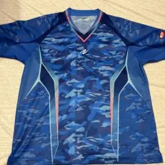 Nittaku 迷彩柄 Vネックウェア 青