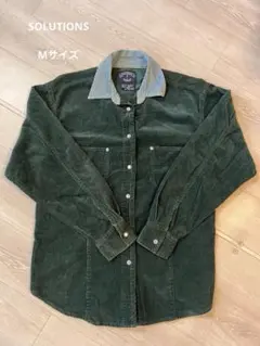 即発送 SOLUTIONS コーデュロイシャツ 襟デニム切替 Mサイズ