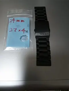 DIESEL 腕時計用 金属ベルト 24mm コマ４個 ロゴ付バックル（純正品）のサムネイル