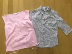 レベッカテイラー ピンクのノースリブラウス&パープル5部袖のシャツの2点セットのサムネイル