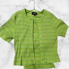 【pageboylim 】 マルチボーダー　タンクトップ　セット　グリーン Fのサムネイル