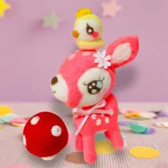 『昭和レトロな、ゆめかわ メルヘン バンビちゃんと小鳥と、ぷっくりきのこ』