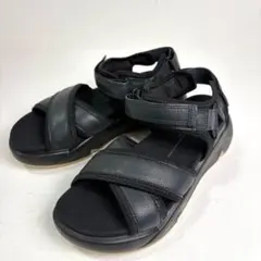 未使用級✨ECCO 厚底 レザーサンダル 黒 38 24cm 24.5cmのサムネイル