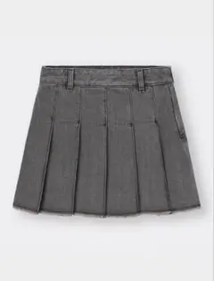 GU デニムローウエストプリーツミニスカートQ グレー Mサイズ