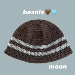 ハンドメイド コットン ビーニー クラッシャーハット クロシェハットのサムネイル