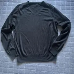 無印良品 ブラック Vネック 長袖ニット シルク混