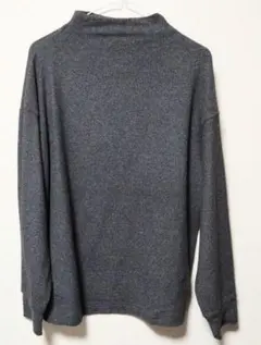 【UNIQLO】ソフトニットフリースモックネックT　濃グレー　チャコール　L