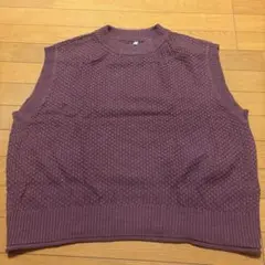 Lashikaru レディースレッドブラウン ニットベスト 3L