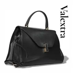 【美品】ヴァレクストラ ブラックレザー ショルダーバッグ イジィデ ラージ　黒のサムネイル
