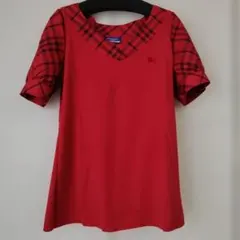 BURBERRY ブルーレーベル レッドチェック半袖Tシャツ 38