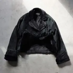 00s archive ショート丈 フェイクスエード 黒ボア ジャケット レザー